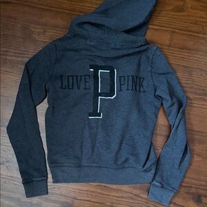 Victoria's Secret Dark Gray Hoodie with Love Pink Graphic